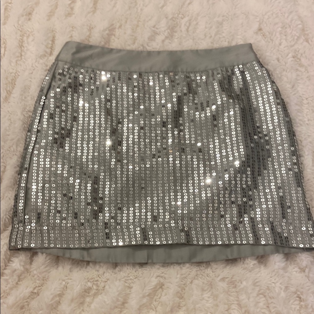 GAP Silver Sequin Pencil Mini Skirt